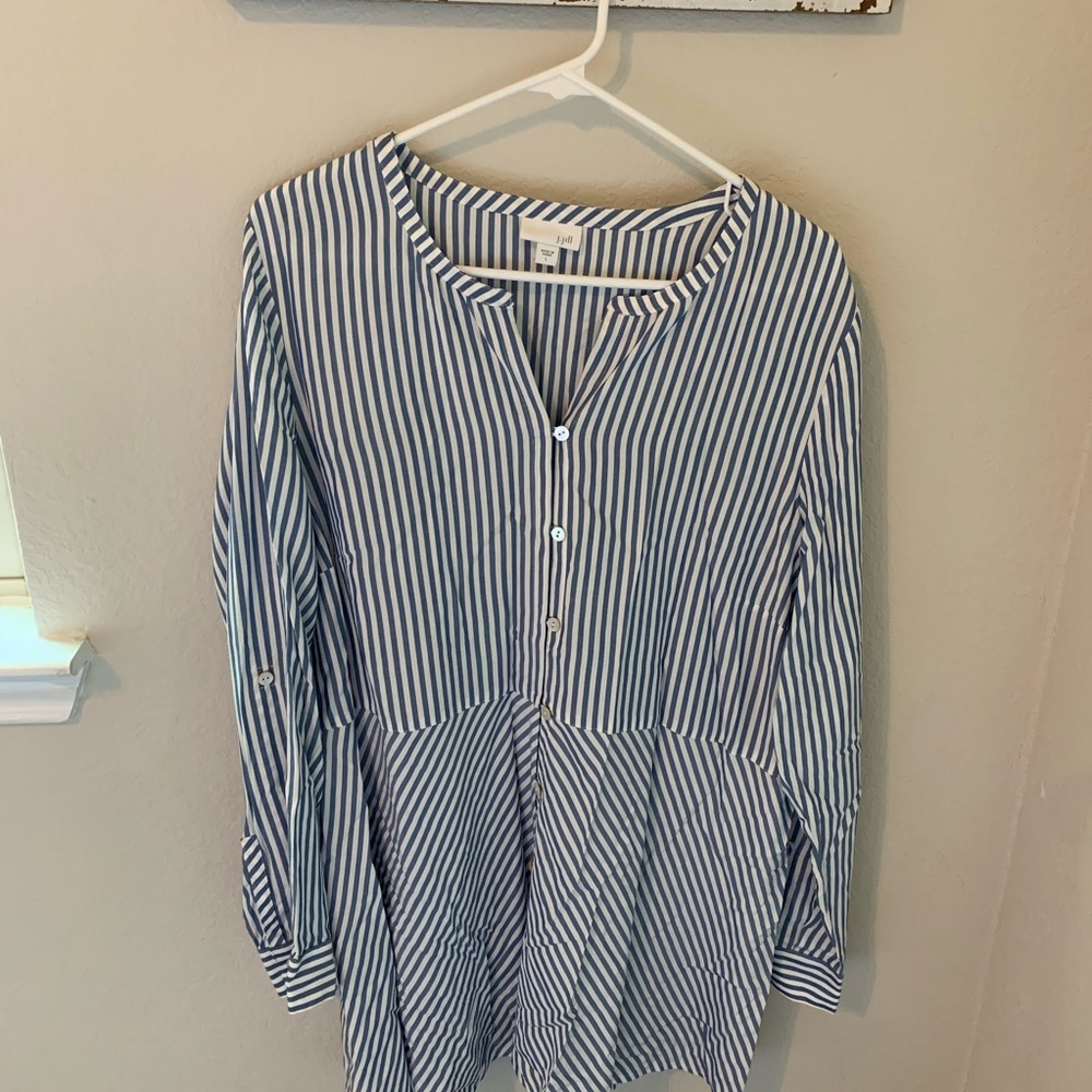 J.Jill L White/Blue Long Sleeve